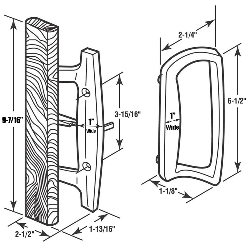 TPard Sliding Glass Patio Door Handle Replacement Set with Oak