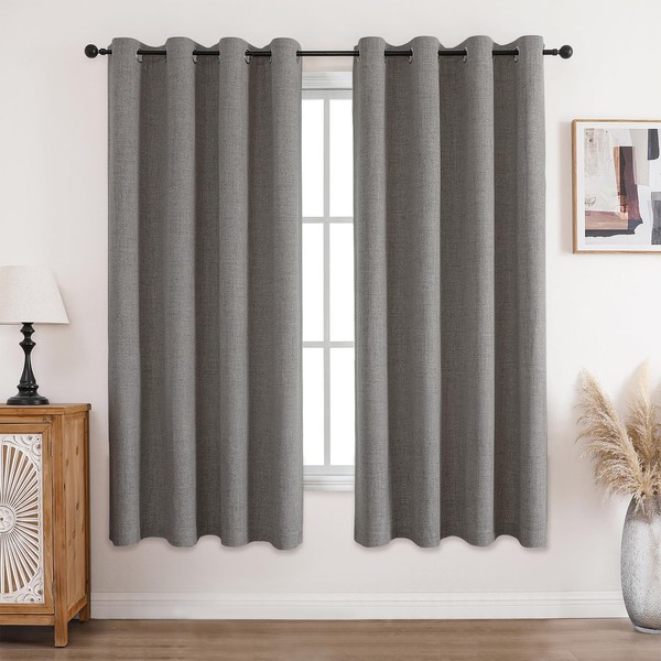 CUCRAF 100% Blackout Curtains Charcoal Grey 72 Inch Drop 2