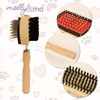 Double-Sided Dog 7 Inch Grooming Brush with Wood Handle, 2-In-1
