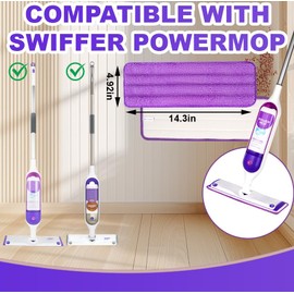 INFICRIME 6 Pack Reusable Microfiber Mop Pads Compatible with Swiffer PowerMop, Power Mop Pads Refills for 13 ''-15 '' Spray Mop, Machine Washable Pad Replacement for All Floor Types Cleanin
