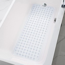 Bath Mat Non Slip with Drain Holes and Suction Cups, 40 x 16 Inch Mat for Bathtub and Shower, Machine Washable