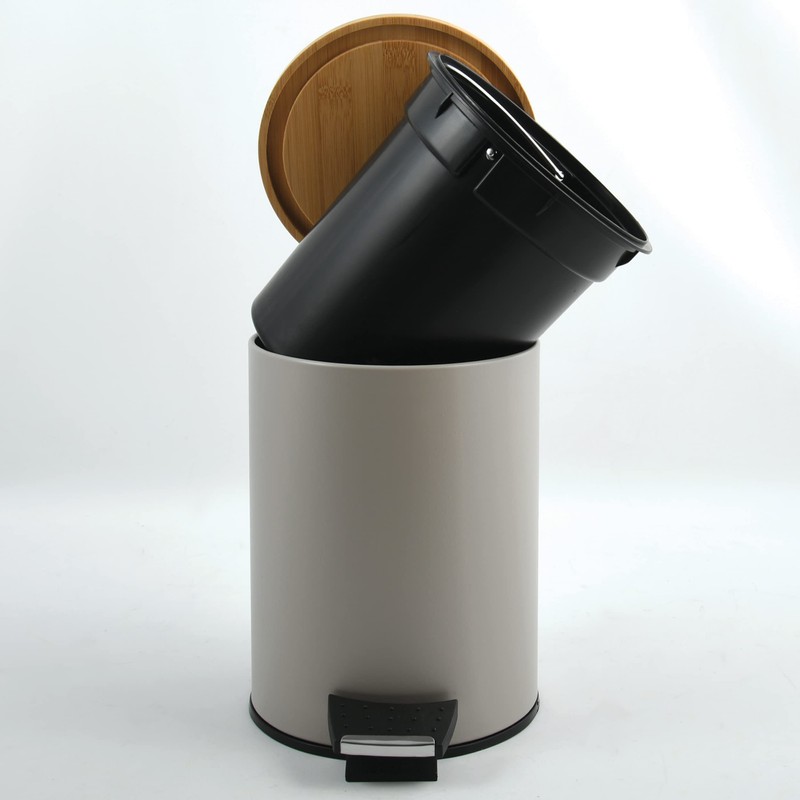 Spirella Adonis Cosmetic Bin 3 Litres Stainless Steel Bamboo with