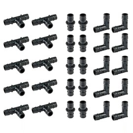 (Pack of 30) EFIELD 1/2" Poly PPSU Pex-a Expansion Fitting Bundle with Tees "T", Elbows, Couplings 10 PCS each