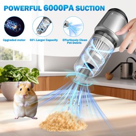 Lyrzzey Guinea Pig Poop Vacuum: 6000Pa Powerful Suction, Cordless Handheld Spot Cleaning Tool for Guinea Pig, Rabbit, Hamster, Chinchilla & Small Animal Cages