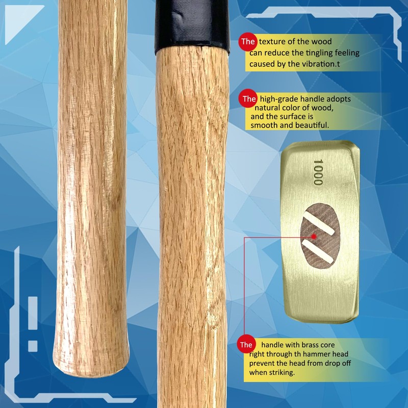 WEDO Brass Sledge Hammer 4.5 lb, Club Hammer with Wooden
