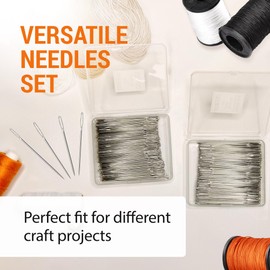 VONEEDL 500 PCS Large Eye Heavy Duty Sewing Needles - Bulk Set of 2.4 inch Big Eye Embroidery Needles - Easy to Thread Quilting Needles