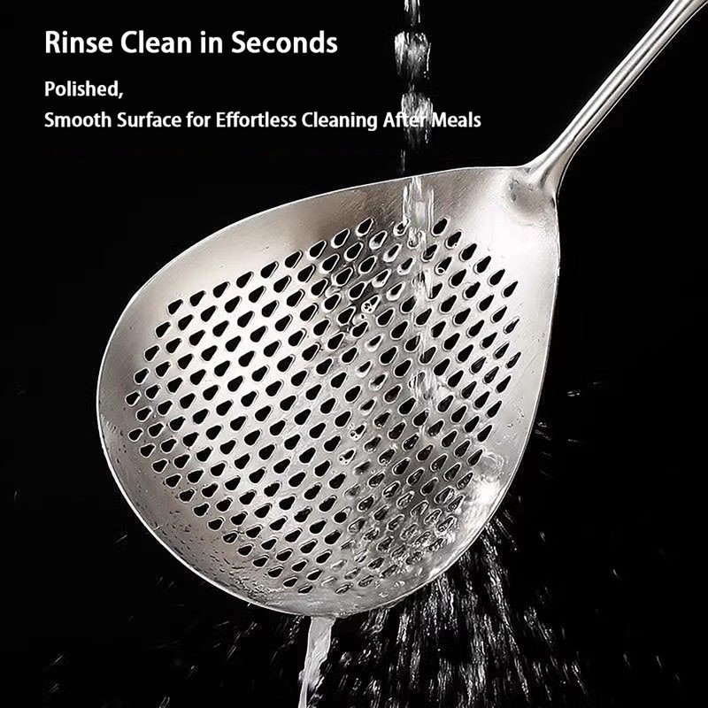 Stainless Steel Skimmer Spoon, Large Slotted Spider Skimmer with Long