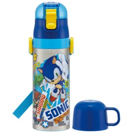 Skater SKDC4-A Children's Stainless Steel Water Bottle, 2-Way Direct Drinking, 16.5 fl oz (470 ml), Cup Drinking, 15.2 fl oz (430 ml), Lightweight Type, For Kids, Thermal, Cold Insulation, Sports