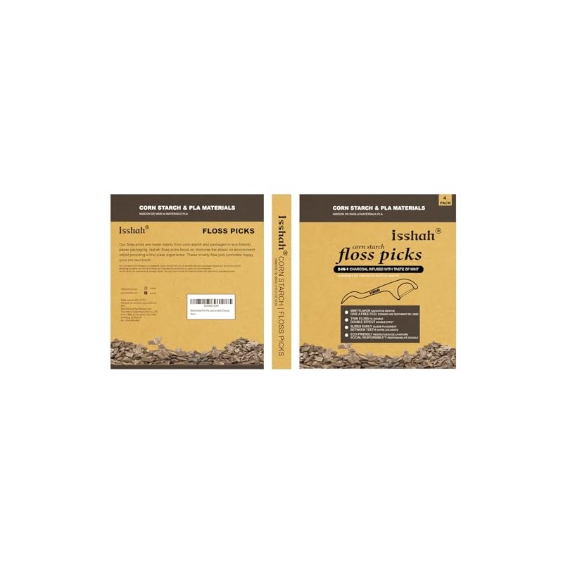 Palillos de hilo dental natural, 200 unidades, sin BPA, veganos,