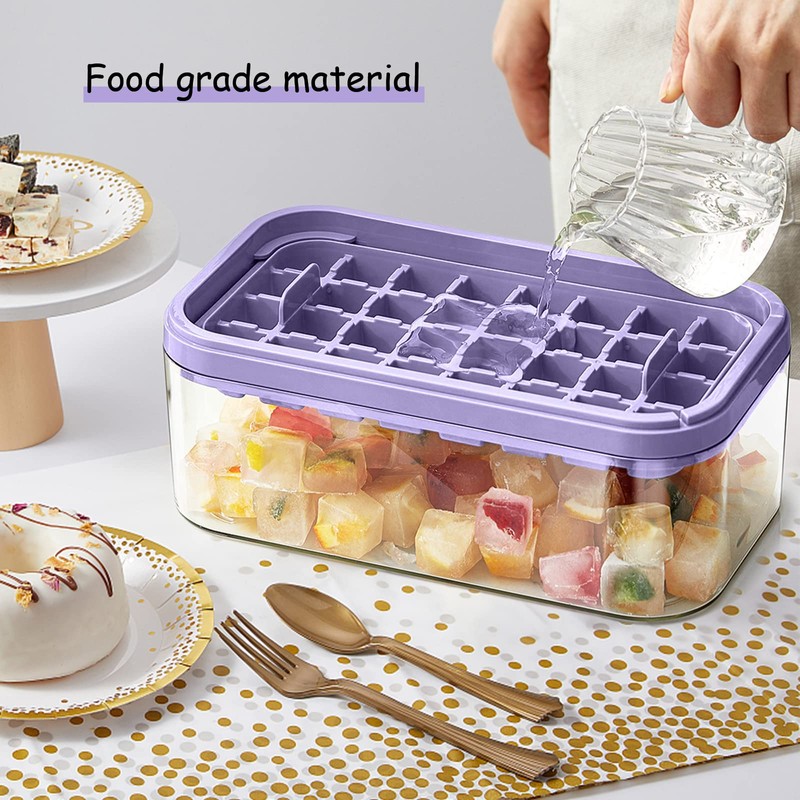 Ice Cube Tray with Lid and Bin for Freezer, 2