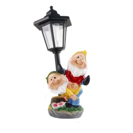 Solar-Powered Garden Gnome Light with Happy Elf Couple, Outdoor Waterproof LED Lamp for Yard or Patio DecorColor: As picture, Size: One Size