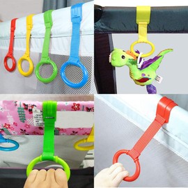 4PCS Rings for Cribs and Playpens Balance, Training Rings Heat Resisting Portable Baby Stand Pulls Ring Baby Cot Hanging Rings for Infant Baby Toddler
