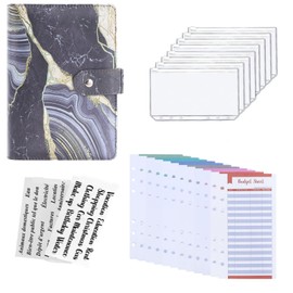 Bolony 3D Starring Sky Budget Binder A6 Planner Money Saver with Zippered Cash Envelops Sheet and Stickers for Budgeting Black