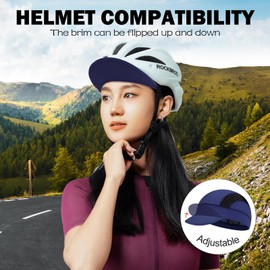 XXL Mesh Cycling Cap for Men Big Head Cooling Skull Cap Bike Hard Hat Liner with Sun Visor, Men Big Size Cycling Hat, Navy, X-Large-XX-Large