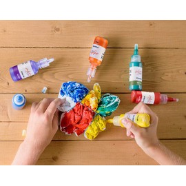 infactory Fabric Dyes - Set of 6 Yellow Orange Red Purple Blue Green 30ml each ( Batik , Water Based Fabric Paint, Washing Machine)