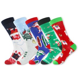 Beligogo Christmas Socks Unisex Novelty Funny Socks Cotton Socks Set for Christmas Gift, Santa-D