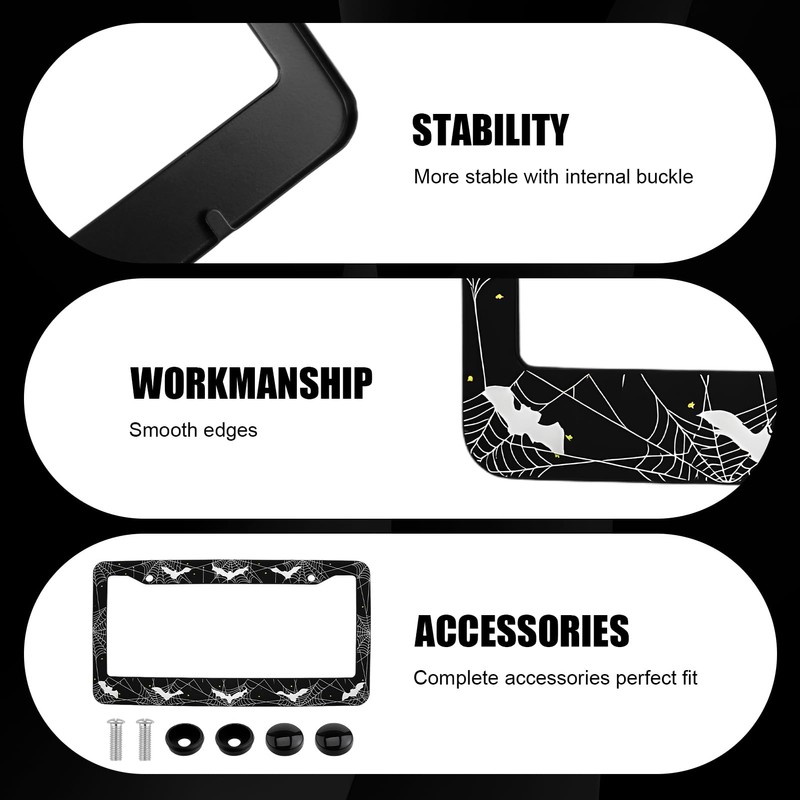 Bat Spider Web License Plate Frame, License Plate Frame Holder,Front