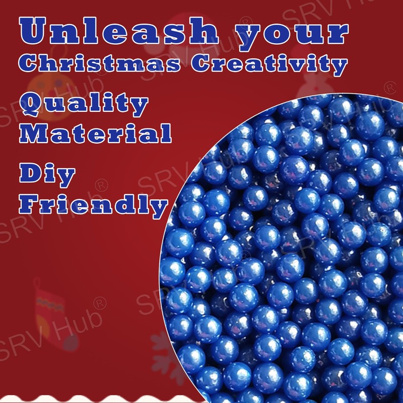 3x Blue 10M Christmas Bead Chains, Luxury Plastic Garland for