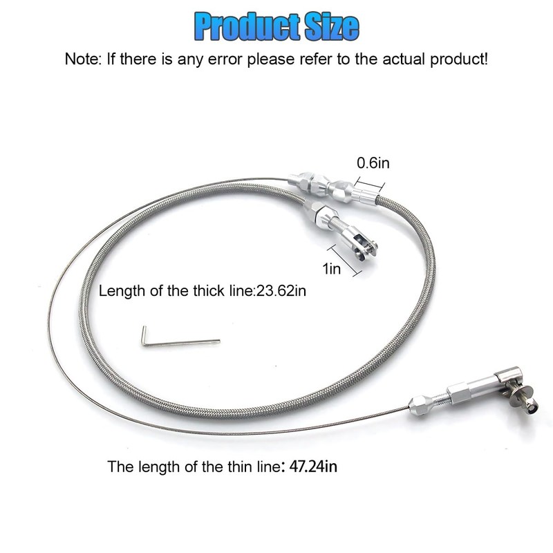 UHANBUT 24" Car Braided Throttle Cable Kit with Gloves, Adjustable