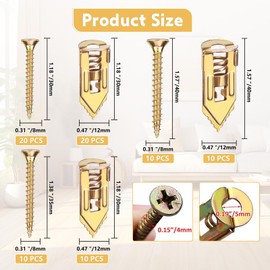 80Pcs Self Drilling Drywall Anchors with Screws Kit, 3 Sizes Heavy Duty Dry Wall Anchor Screw Set, No Drill and Holes in Wall, Expansion Fixings for Plaster Board Wall Fixing (40 Anchors + 40 Screws)