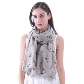 Pomeranian Dog Print Women's Scarf Shawl Wrap Lightweight (Khaki)