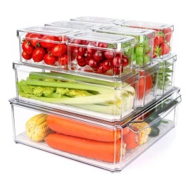 Organizador Refrigerador Cocina Set 10 Contenedores Con Tapa