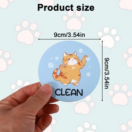 Gosknor 2 Funny Dishwasher Magnets with Cat Motif Clean Dirty, 9 x 9 cm, Double Sided Reversible Pet Kitchen Accessories for Dishwasher, Refrigerator, Laundry Room, Monitoring Cleaning Status