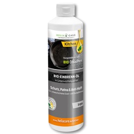 HeliaCARE Organic Baking Oil "Iron" - Premium Branding and Care Paste - 100% Natural Stoving Oil for Iron and Cast Iron Pans - Sustainable Cast Iron Care - Patina Oil from Germany (500 ml)