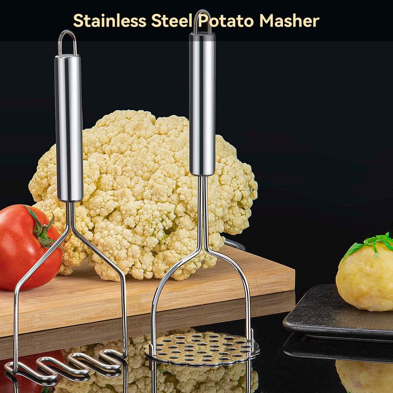 VOOVAO 2 Pcs Potato Masher for Potatoes, Heavy Duty Stainless