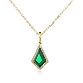 CHARMINGO Emerald Green Birthstone Pendant Necklace, Exquisite Birthday Gift, 18k Gold Elegant May Birthstone Necklace for Women