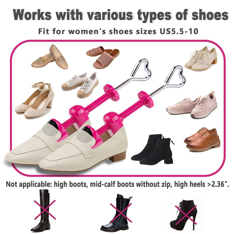 Fabulas Shoe Stretcher Women, 4-Way Adjustable Shoe Expander Widener Plastic