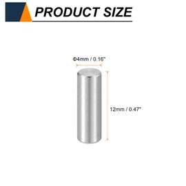 HARFINGTON 15pcs Dowel Pins M4(4mm) x 12mm 304 Stainless Steel Cylindrical Shelf Support Peg Pin Rod Fasten Elements for Metal Devices Wood Furniture DIY Installation, Silver