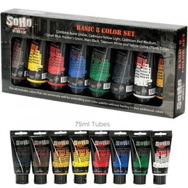 SoHo Urban Artist Heavy Body Acrylic Paint - Set of 35-75mL - Assorted - Thick, Rich Color, Excellent Coverage, Professional Quality - Artists Acrylic Paint