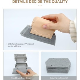 Window Groove Cleaning Brush, Handheld Window Cleaning Tool, Multifunctional Cleaning Brush for Window, Door Track, Tile Line, Shutter, Car Vent, Fridge, Washing Machine & Dryer Seal Cleaning (Beige)