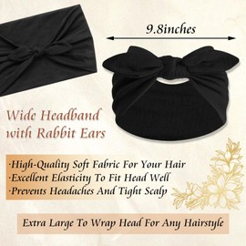 STGDAK Bandana Headbands Vintage Bow Headbands for Women Wide Headband Non Slip Headwraps Knotted Turban Workout Yoga Hair Scarf Rabbit Ears Boho Headband Hair Accessories
