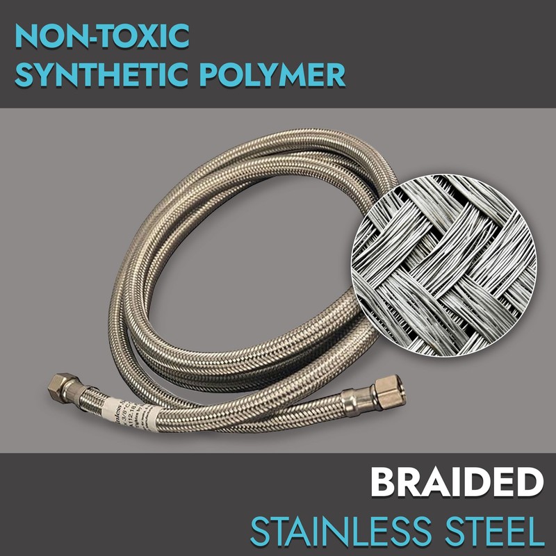 Flexible Braided Stainless Steel Water Supply Line 3/8" Comp x