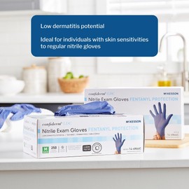 McKesson Protective Gloves, Medium Blue, 9.25 in Length, Latex-Free, Ideal for Healthcare, First Responders, Police, Clinical Lab Workers, ICU Employees, Chemotherapy