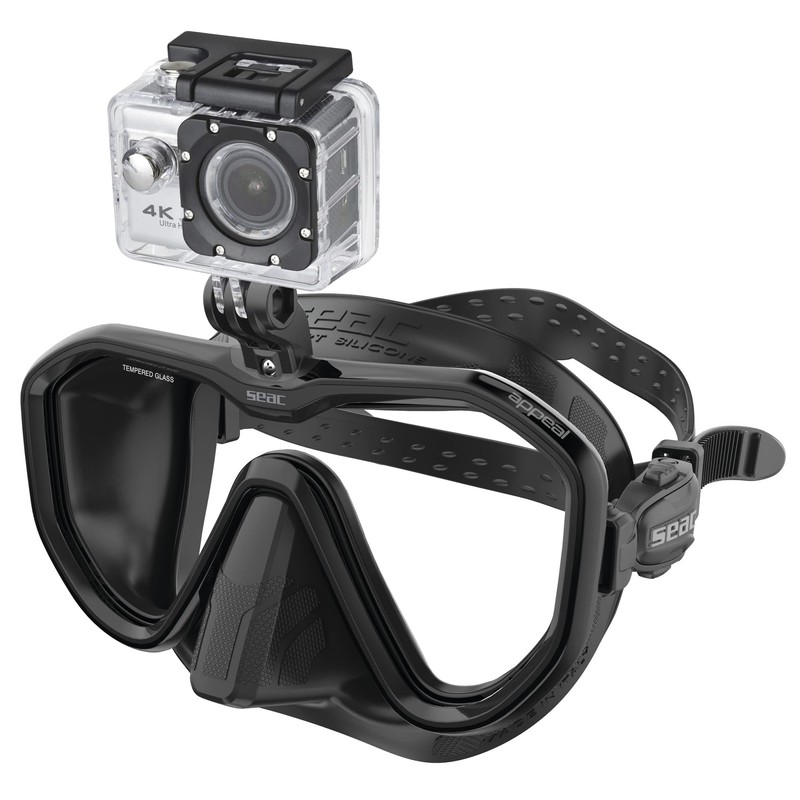 Seac Appeal Pro, Italien hergestellte Einglas-Tauchmaske mit universeller Action-Cam-Halterung