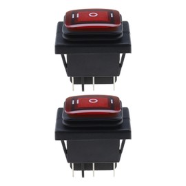 VGOL 2PCS Rocker Toggle Switch Red LED Light 3 Position On-Off-On 6 Pin 16A 250V/20A 125V Waterproof Reset Switch for Car Motorcycle Boat