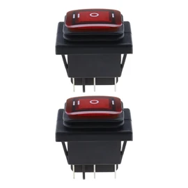 VGOL 2PCS Rocker Toggle Switch Red LED Light 3 Position On-Off-On 6 Pin 16A 250V/20A 125V Waterproof Reset Switch for Car Motorcycle Boat