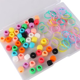 Gorise 50 Stück weiche, bunte Silikon-Haarperlen für Mädchen, Haarschmuck für Zöpfe für Damen, perfekt – Ponyperlen in großen Mengen