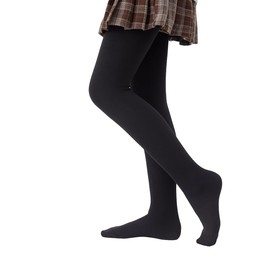 CozyWow Mädchen Thermo Strumpfhose Winter Gefüttert Tanzstrumpfhose mit warmem Fleece, warm bis zu den Füßen Schwarz 6-8 Jahre