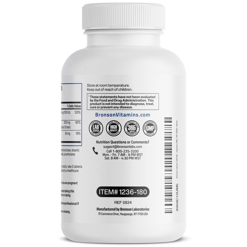 Bronson Calcium 1200 MG Per Serving Sustained Release with Vitamin