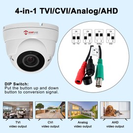 Anpviz 5MP Analog CCTV Camera, HD 4-in-1(TVI/AHD/CVI/CVBS), 4X Manual Focus/Zoom Analog Camera 2.8-12mm Varifocal Lens, IR LEDs Dome Turret Security Camera (White), ONLY Compatible with 5MP/3K/8MP DVR