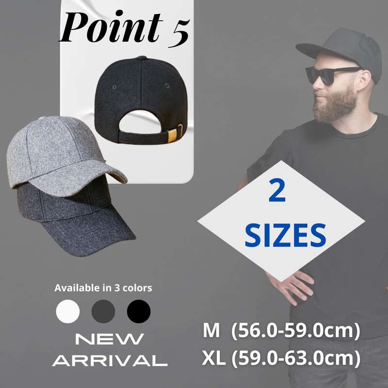 W&C Men's Cap, Large Size, Brim, Deep, Wool, Felt, Adjustable
