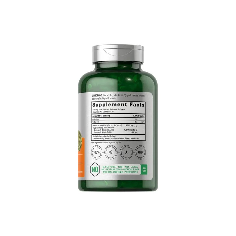 Aceite de Semillas de Calabaza Horbäach 3000mg 120 Cápsulas Omega