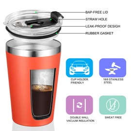 VEGOND 12oz Tumbler Stainless Steel Tumbler bulk Vacuum Insulated Double Wall Travel Tumbler with Lid and Straw Reusable Tumbler,Brick Red