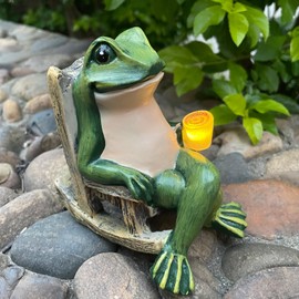 WNXURT Frog Solar Lights Outdoor Garden Mini Frog Figurines Decor for Patio Yard Lawn Ornament Solar Garden Miniature Frog Decor Gift for Women Mother's Day Birthday Housewarming Gifts