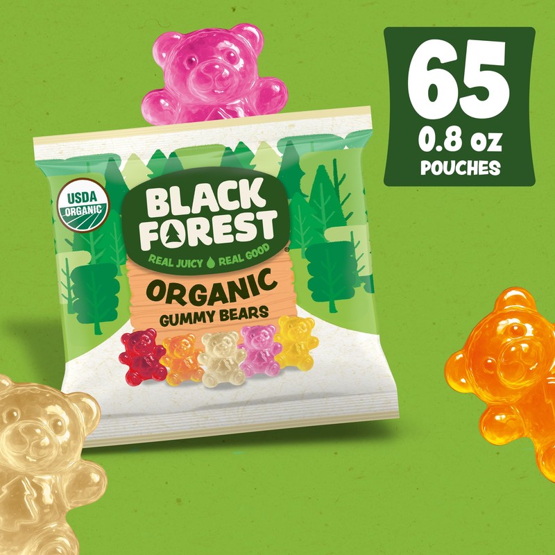 Black Forest USDA Organic Gummy Bears - 65 Pouches -