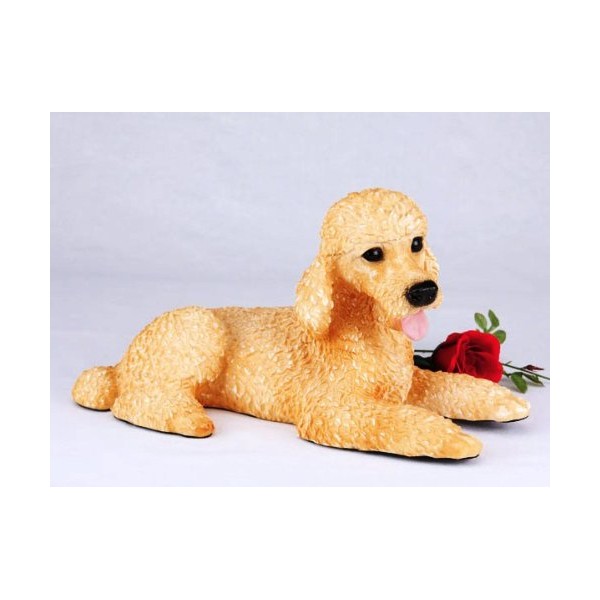 King Products Standard Poodle Apricot Cremation Pet Urn for Secure Installation of Your Beloved pet's Ashes. Rose not Included.